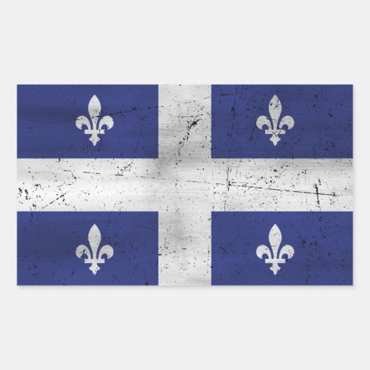 Drapeau du Québec style grunge érodé 長方形シール (正面)