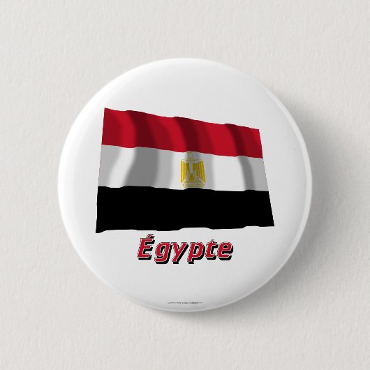 Drapeau Égypte avec le nom enのfrançais 缶バッジ (正面)