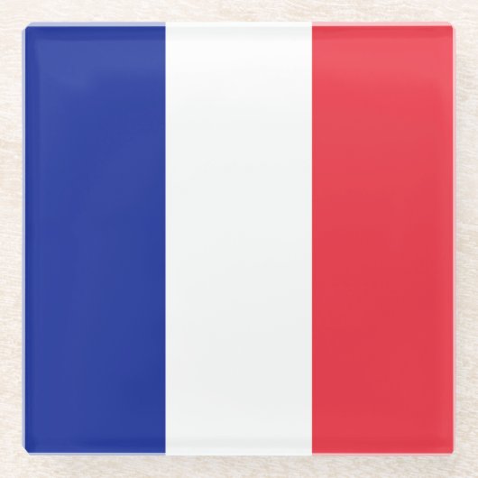 Drapeau France Tricolore ガラスコースター (正面)