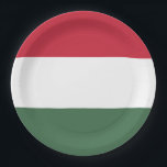Drapeau Hongrie tricolore ペーパープレート<br><div class="desc">Le drapeau de la Hongrie est composé de trois bandes horizontales rouge,  blanche et verte.</div>
