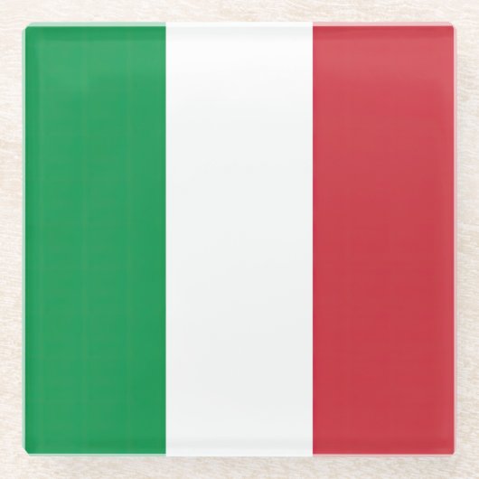 Drapeau Italie Tricolore ガラスコースター (正面)