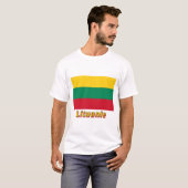 Drapeau Lituanie avec le nom enのfrançais Tシャツ (正面フル)