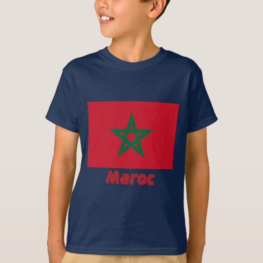 Drapeau Maroc avec le nom enのfrançais Tシャツ (正面)