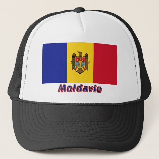 Drapeau Moldavie avec le nom enのfrançais キャップ (正面)