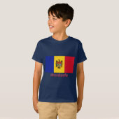 Drapeau Moldavie avec le nom enのfrançais Tシャツ (正面フル)
