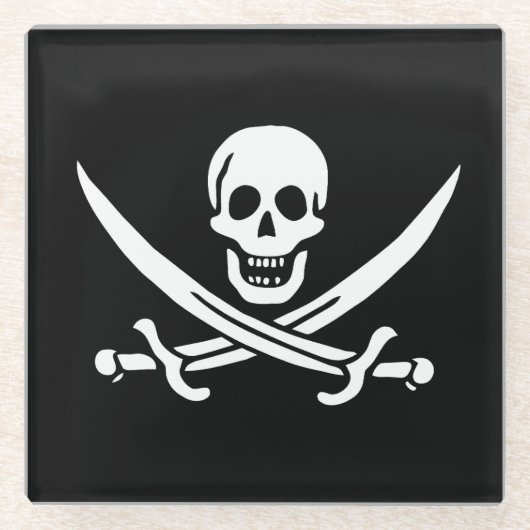 Drapeau Pirate Jolly Roger ガラスコースター (正面)