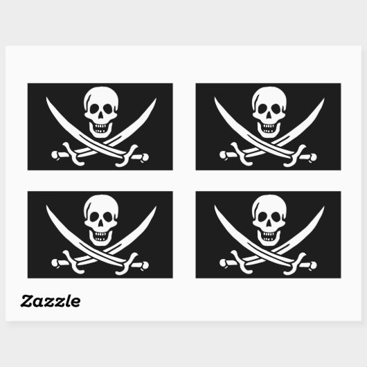 Drapeau Pirate Jolly Roger 長方形シール (シート)