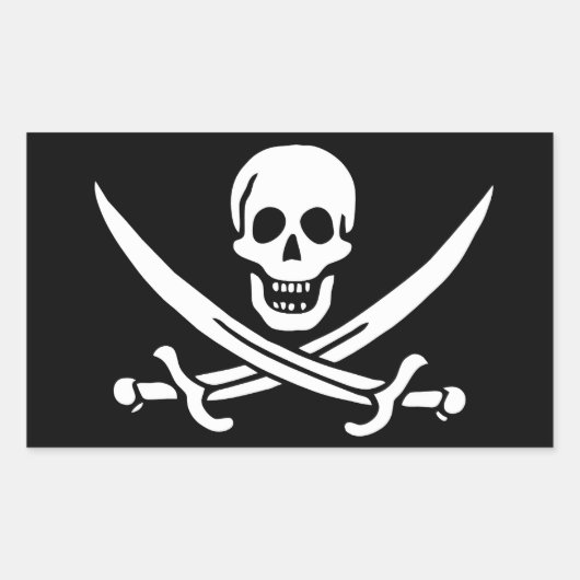 Drapeau Pirate Jolly Roger 長方形シール (正面)