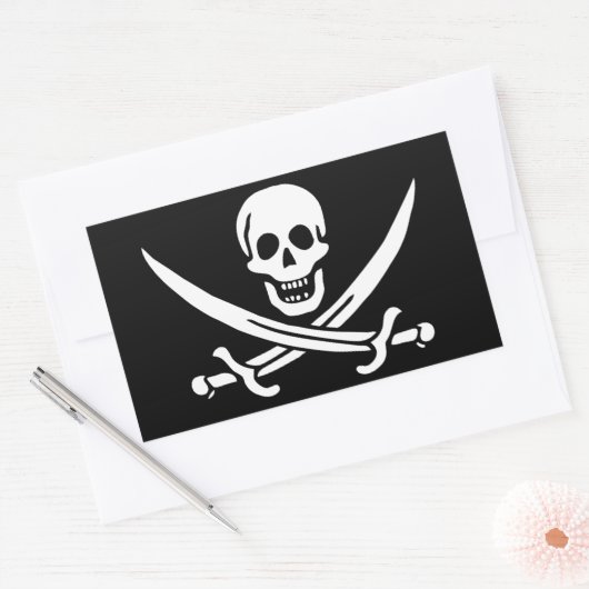 Drapeau Pirate Jolly Roger 長方形シール (封筒)