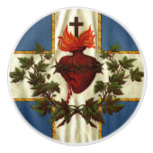 Drapeau Québec antique Carillon Sacré-Cœur セラミックノブ (正面)