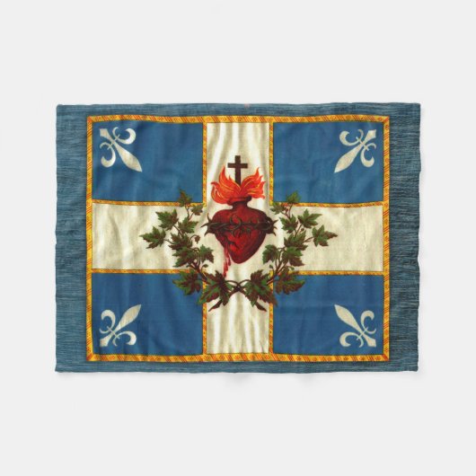 Drapeau Québec antique Carillon Sacré-Cœur フリースブランケット (正面(横))