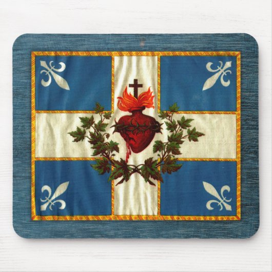 Drapeau Québec antique Carillon Sacré-Cœur マウスパッド (正面)