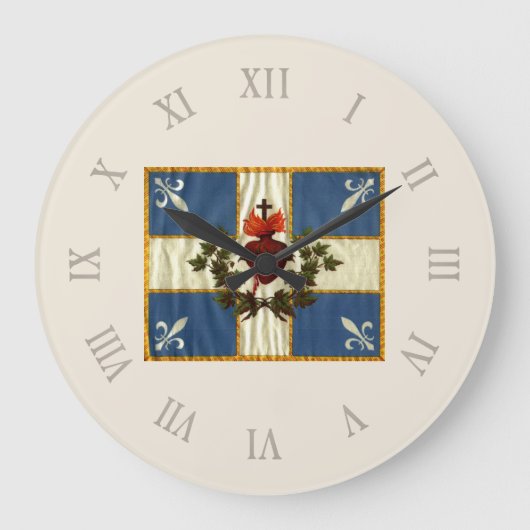 Drapeau Québec antique Carillon Sacré-Cœur ラージ壁時計 (正面)