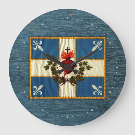 Drapeau Québec antique Carillon Sacré-Cœur ラージ壁時計 (正面)