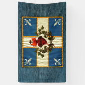 Drapeau Québec antique Carillon Sacré-Cœur 横断幕 (縦)