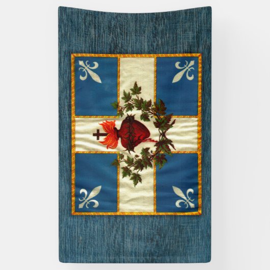 Drapeau Québec antique Carillon Sacré-Cœur 横断幕 (縦)