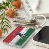 Drapeau Québec et Patriote Henri Julien érodé キーホルダー (正面右)