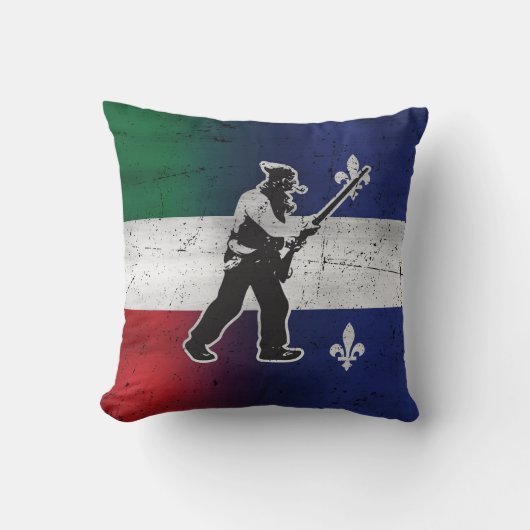 Drapeau Québec et Patriote Henri Julien érodé クッション (正面)