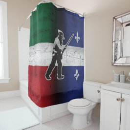 Drapeau Québec et Patriote Henri Julien érodé シャワーカーテン
