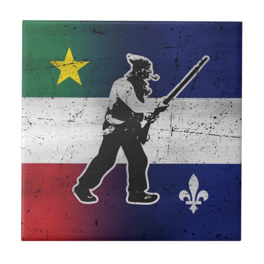 Drapeau Québec et Patriote Henri Julien érodé タイル (正面)