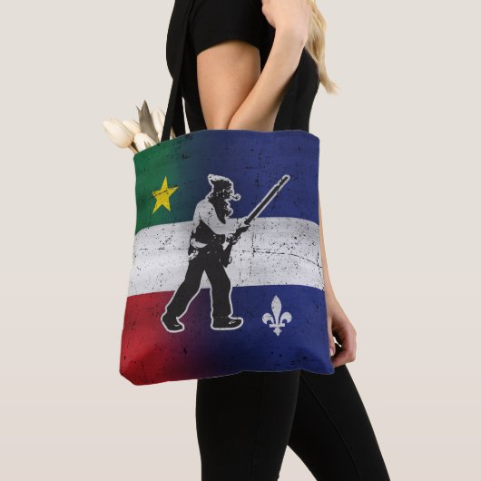 Drapeau Québec et Patriote Henri Julien érodé トートバッグ (クローズアップ)