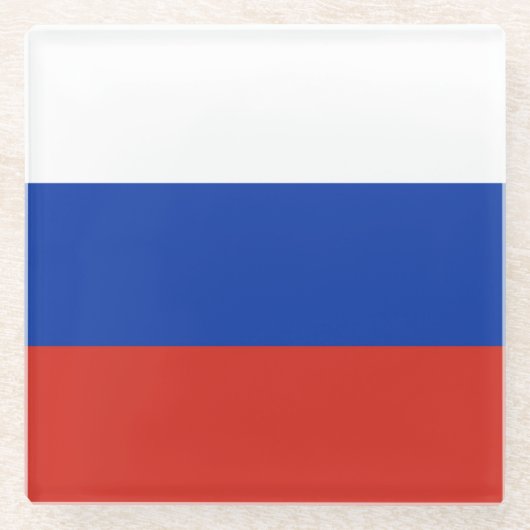 Drapeau Russie tricolore ガラスコースター (正面)