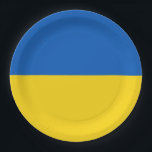 Drapeau Ukraine ペーパープレート<br><div class="desc">Drapeau de l'Ukraine: Les couleurs sont associées au paysage ukrainien,  les bandes horizontales bleue et jaune symbolisent le ciel bleu sur les champs de blé.</div>