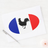 Drapeaux France love coq 楕円形シール (封筒)