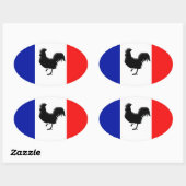 Drapeaux France love coq 楕円形シール (シート)