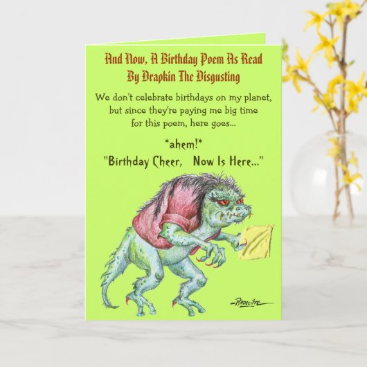 Drapkin著作の誕生日の詩うんざりすること カード (黄色い花)