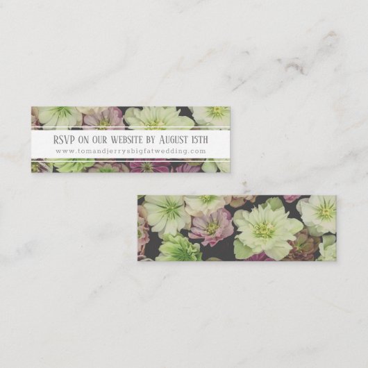 DRATIC Garden Helleboreミニくもの巣RSVPカード スキニー名刺 (正面/裏面)