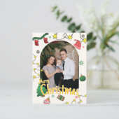 Draw Christmas Family Photo Greeting Card シーズンポストカード (スタンド正面)