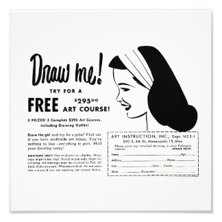 Draw Me - Vintage Art School Drawing Contest Mug フォトプリント