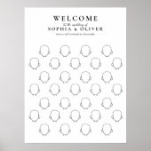 Draw Your Face 31 Guest Book Wedding Welcome Sign ポスター (正面)