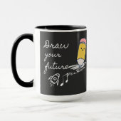 Draw Your Future – Cute Motivational Pencil Design マグカップ (左)