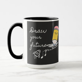Draw Your Future – Cute Motivational Pencil Design マグカップ