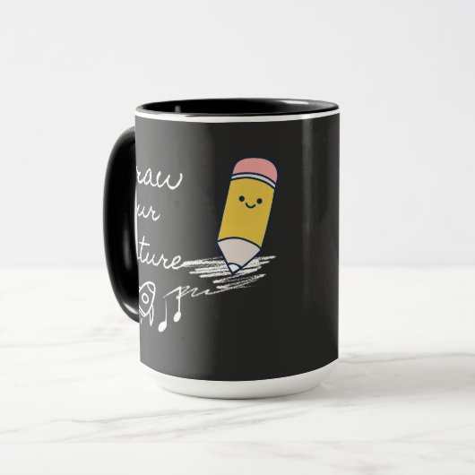 Draw Your Future – Cute Motivational Pencil Design マグカップ (正面左)