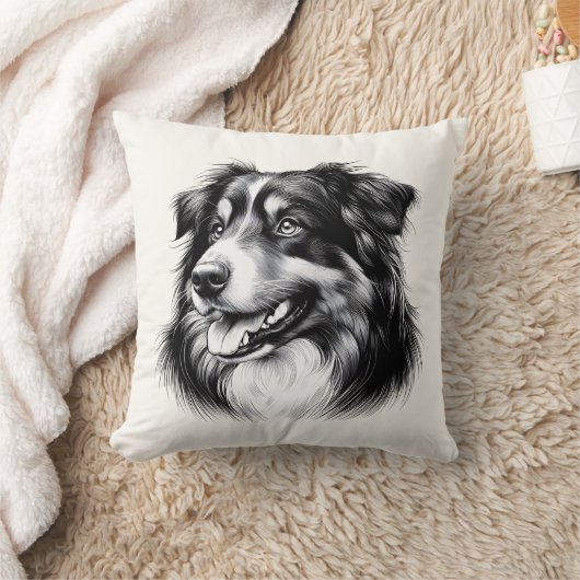 Drawing Australian Shepherd クッション (ブランケット)