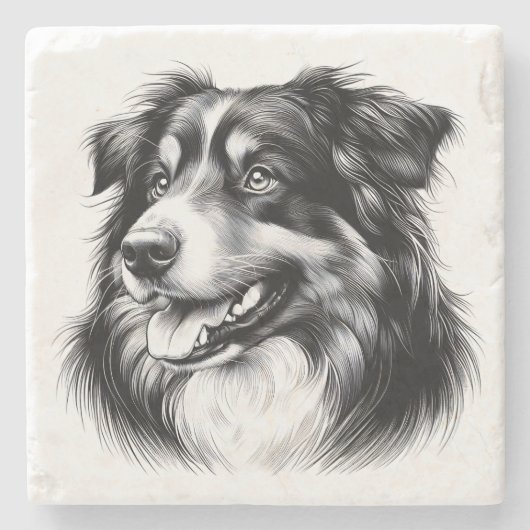 Drawing Australian Shepherd ストーンコースター (正面)