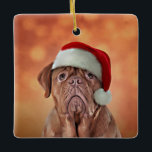 Drawing dog Dogue de Bordeaux in red hat of Santa セラミックオーナメント<br><div class="desc">Hand drawn home pet. Digital painting.illustration funny dog,  Hand drawn home pet.Christmas and New Year</div>