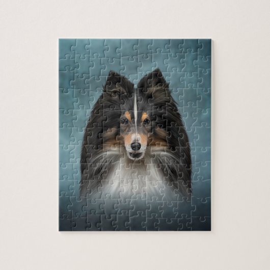 Drawing Dog Shetland Sheepdog, Sheltie ジグソーパズル (縦)