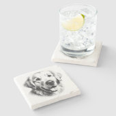 Drawing Golden Retriever ストーンコースター (横)