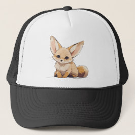 Drawing of a Fennec, Desert Fox, in Cartoon style キャップ