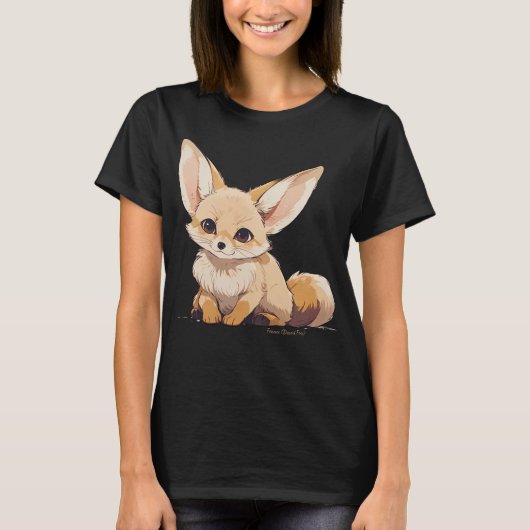 Drawing of a Fennec, Desert Fox, in Cartoon style Tシャツ (正面)