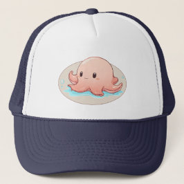 Drawing of a pink Baby Octopus キャップ