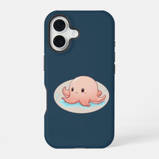 Drawing of a pink Baby Octopus iPhone 16ケース (裏面)