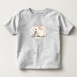 Drawing of a White Mouse nibbling Wheat Grains トドラーTシャツ