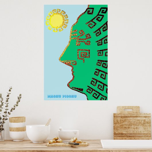 Drawing of Machu_Picchu Cusco Peru ポスター (キッチン)