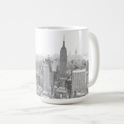 Drawing of New York City Landscape コーヒーマグカップ (正面右)