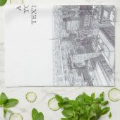 Drawing of New York City Landscape Custom キッチンタオル (折り畳み)